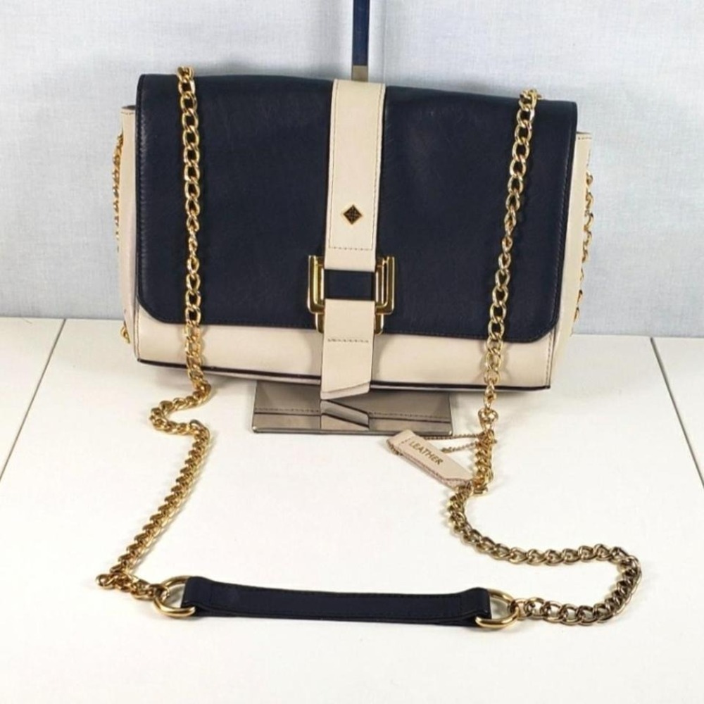 Antonio Melani black and cream leather crossbody bag